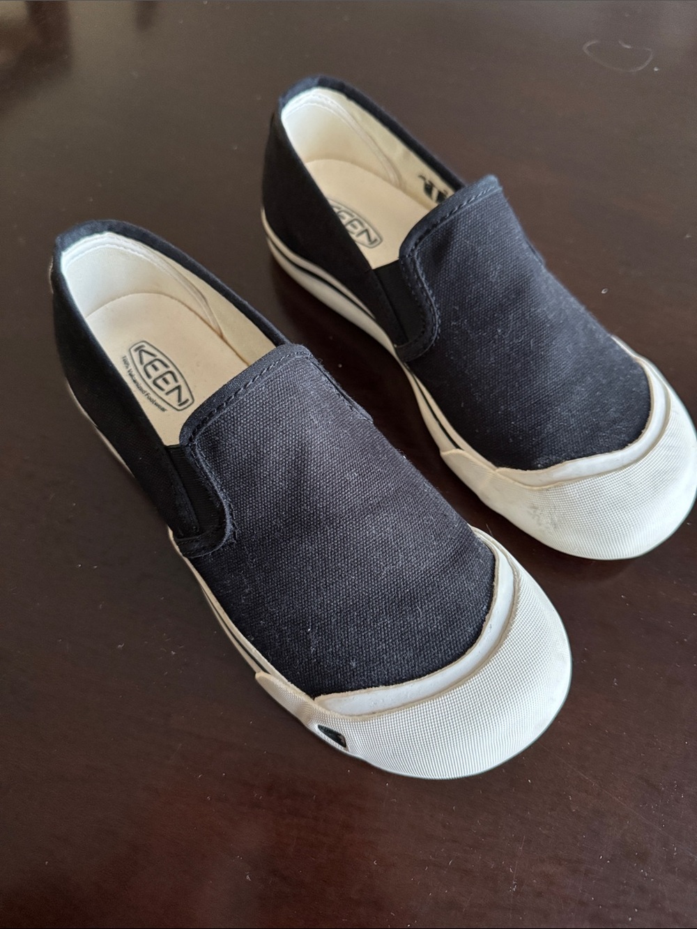 Keen Black and White Slip-On Canvas Shoes